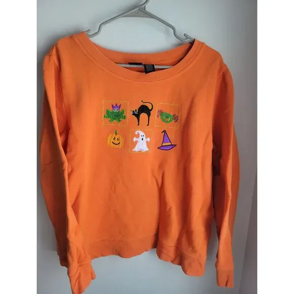 Holiday Editions Orange Halloween Large L Sweater - Picture 1 of 5